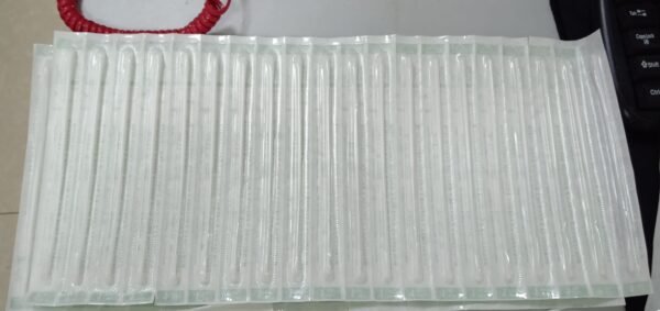 A Nasopharyngeal Sample Flock Swab 2.5mm Dia., 15cm with break point at 8cm, Gamma Sterile, Individually Peel Pack.