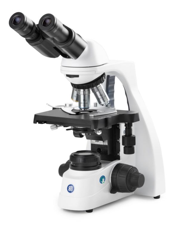 A bScope binocular microscope with integrated X-Y stage, NeoLED™ Köhler illumination, and high-quality objective lenses with oil immersion capability.