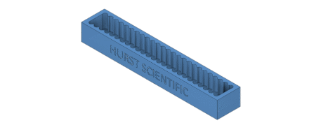 A blue Hytrel Slide Drying Rack 10 Place with a rectangular shape, wavy interior, and "HURST SCIENTIFIC" embossed on the side.