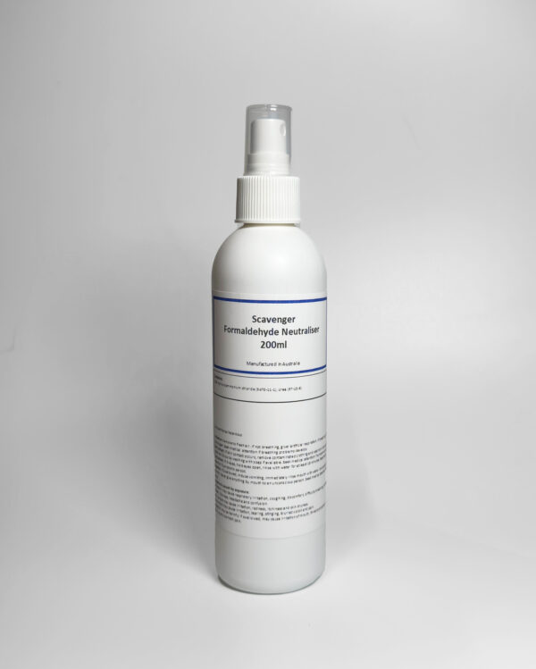 A 200ml bottle of Scavenger (Formaldehyde Neutraliser) stands upright against a plain white background.