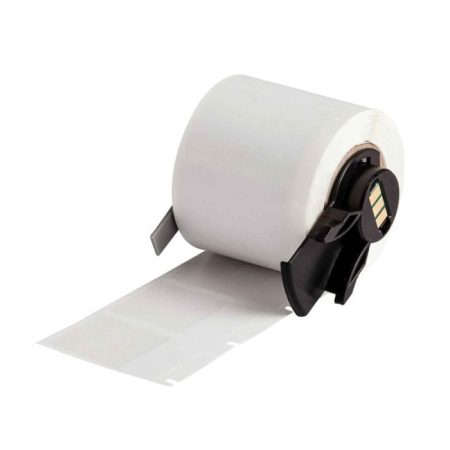 A roll of BMP71 BMP61 M611 TLS 2200 B-427 Self-Laminating Vinyl Labels White/Translucent (250/Roll) on a white background.