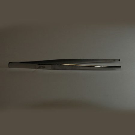 A pair of Tissue Forcep with 2+3 Teeth, measuring 150mm, on a gray surface.