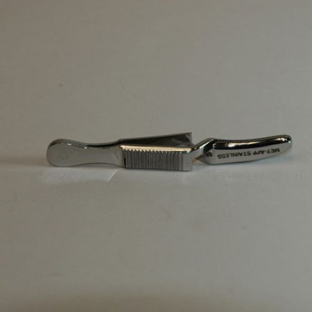 Curved Vascular Forcep (Bulldog) displayed on a white surface.