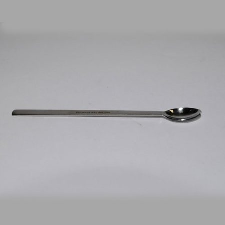 A Weighing Spoon of 29 x 15mm Size, measuring 150mm Long, placed on a white surface.