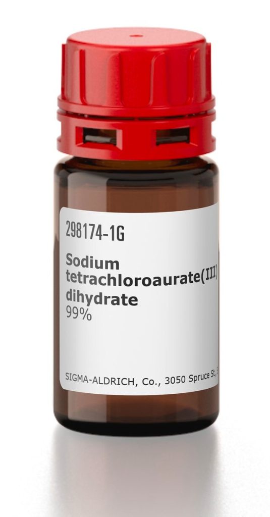 Jar, sodium tetrachloroaurate (III) dihydrate.