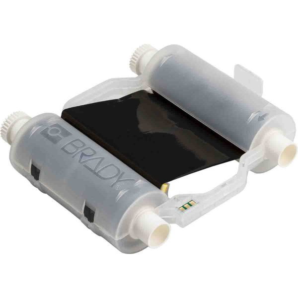 A heavy duty print ribbon black printer cartridge with dimensions of 110mm x 60.96m.