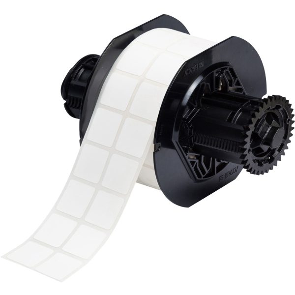 A roll of B33 Series B-481 Polyester Microscope Slide Laboratory Labels (1500/Roll) featuring a gear.