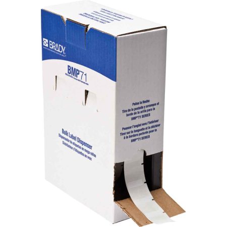 A white box containing a BPTL-19-423 Label Roll with 2500 labels for a Brady Printer.