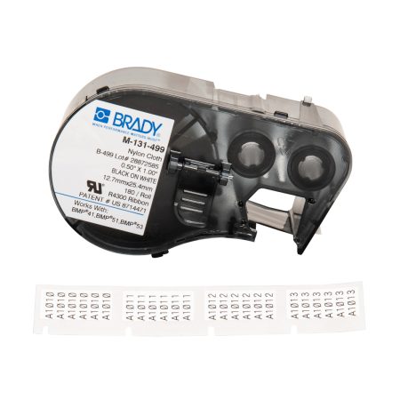 Black/White B-499 Nylon Cloth Labels with dots for BMP41, BMP51, and BMP53.