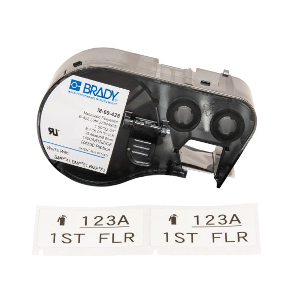 A M-60-428 Label, H25.4mm x W50.8mm (80 Labels / Cartridge), with a Black on Silver label.
