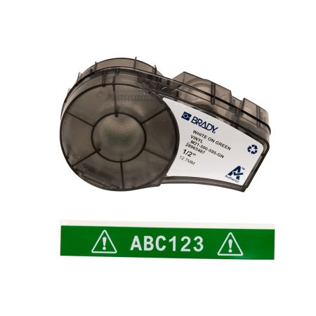 A label displaying the BMP21 Plus Series B-595 Indoor Outdoor Vinyl Labels Black/Yellow.