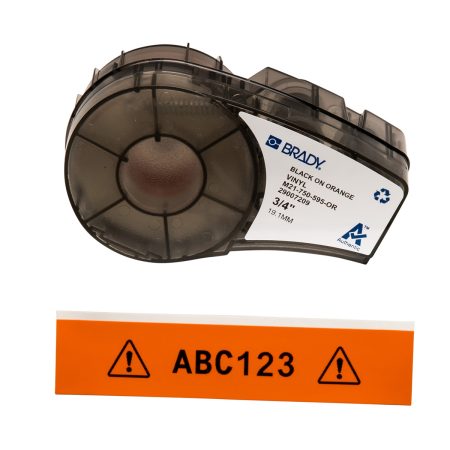 BMP21 Plus Series B-595 Black/Orange Vinyl Labels for indoor and outdoor use.