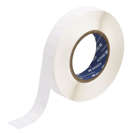 A roll of THT Vial/Tube Labels compatible with BBP12, i7100 & PR Plus Printers on a white background.