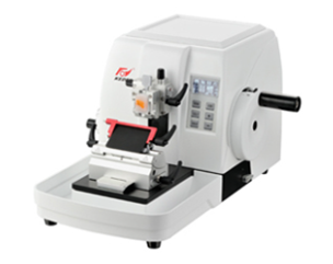 The Microtome, Rotary offers section thickness from 0-60 µm and features a blade holder and cassette clamp, making it ideal for cutting thin sample slices for microscopic analysis.