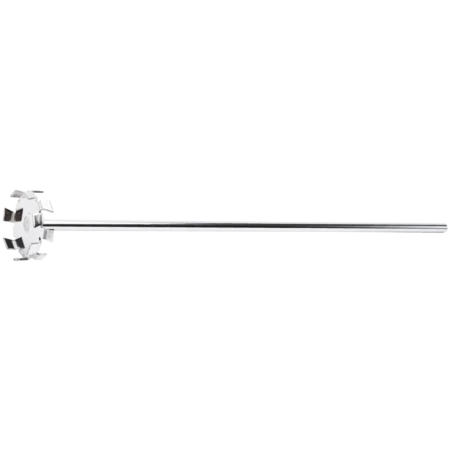 A pair of parallel radial-flow stirrers, shaft length 40cm, stirrer diameter 5cm, shaft diameter Ø8mm, encased in 316L stainless steel, against a white background.