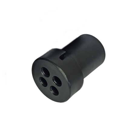 Black cylindrical object with three holes on one end, part of a Set of 4 Inserts 4x7ml, likely a connector or adapter component.