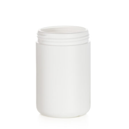 The 500gm Jar 83 HDPE White is a plain, empty white plastic jar with a screw-top opening, shown standing upright against a white background.