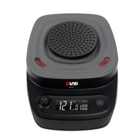 A black Infrared Digital Vortex Mixer with an LCD display for speed settings (100–3000rpm), variable speed control, and includes a VT2.2 flat rubber sleeve for convenience.