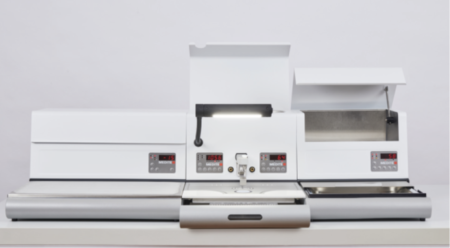 The TES 99 White Cooling unit rapidly cools up to 110 blocks at -15°C to 15°C, measuring 500 x 545 x 330 mm—ideal for fast specimen preparation in laboratories.