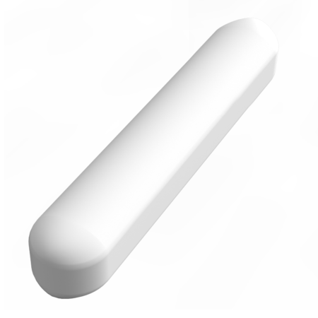 A white, elongated, rectangular object with rounded ends, displayed on a plain background.