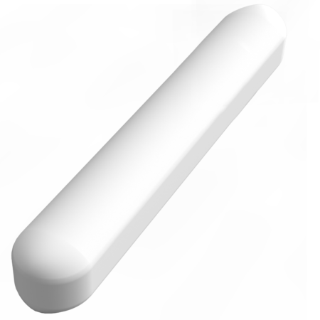 A white, rectangular, rounded-edge object with a smooth surface, placed on a plain light background.