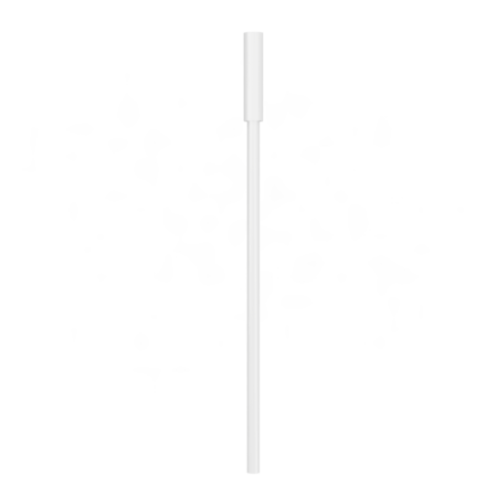 A single white plastic drinking straw is shown vertically on a plain white background.