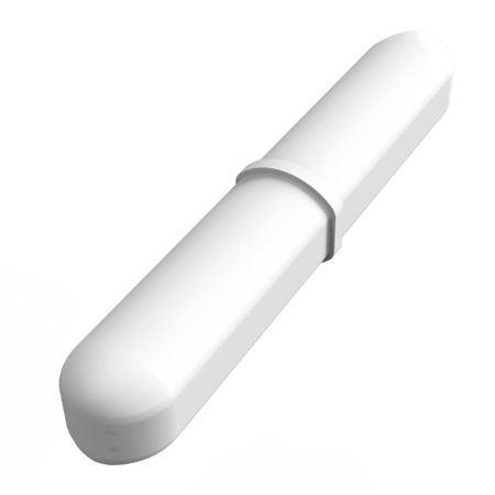 A white, cylindrical wireless door or window sensor with a magnetic strip, shown on a plain background.