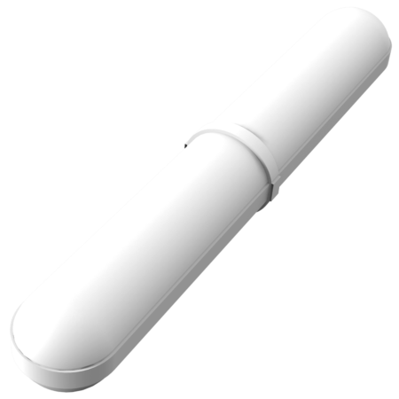 A white, cylindrical, wall-mounted LED light fixture with rounded ends and a central mounting bracket, shown on a plain background.