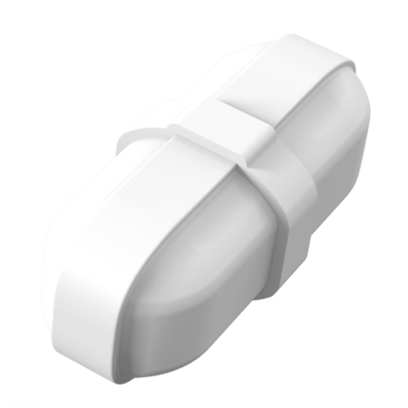 A white, rectangular plastic container with rounded edges and a hinged lid, shown against a plain light background.