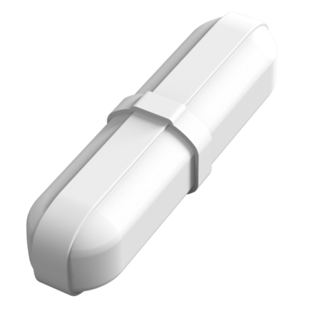 A white, rectangular wireless door or window contact sensor with rounded edges and a central joining section, shown on a plain background.