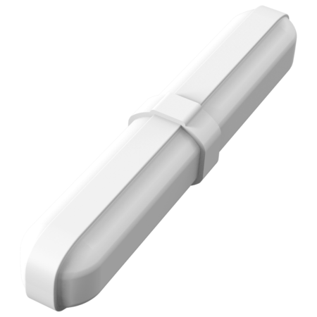 A white, rectangular, wall-mounted LED light fixture with rounded edges, shown on a plain background.