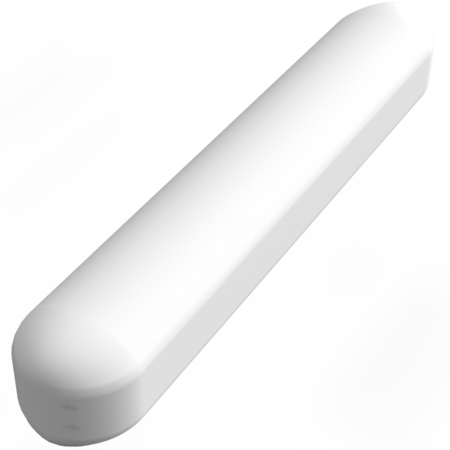 A white, rectangular object with rounded edges, shown on a plain background.