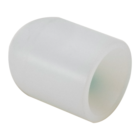 White plastic cylindrical cap with a closed, rounded end and an open end, shown on a plain white background.