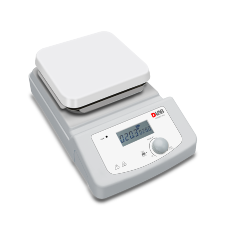 Digital laboratory weighing scale with a white platform, display screen showing a reading, and control buttons on the front panel.