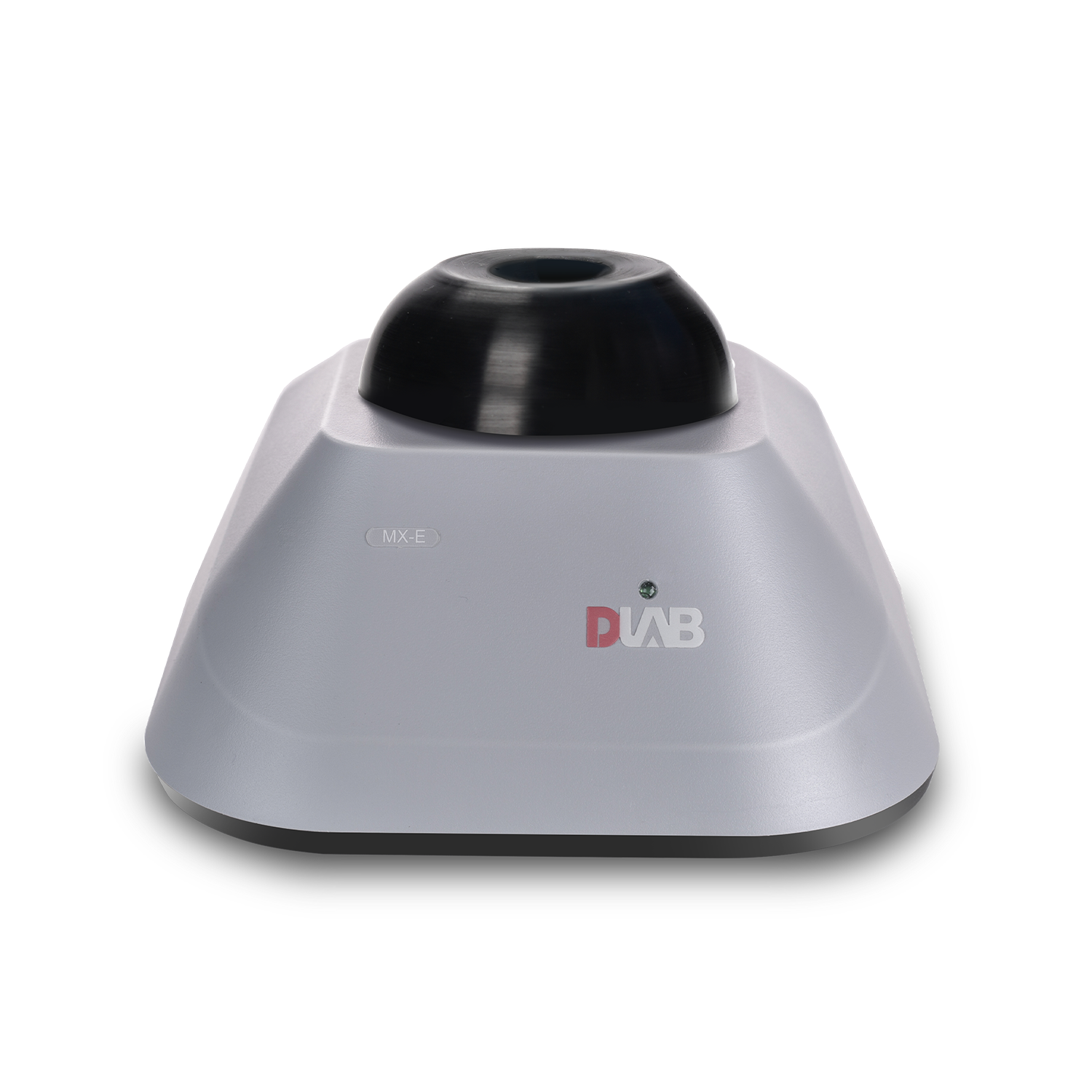 A gray DIAB laboratory vortex mixer with a black rubber top, viewed from the front against a plain white background.
